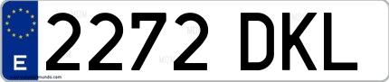 Ejemplo de matrícula española 2272 DKL