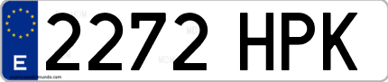 Ejemplo de matrícula de coche ordinaria 2272 HPK