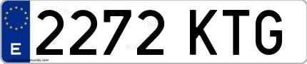 Ejemplo de matrícula española 2272 KTG
