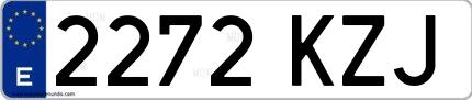 Ejemplo de matrícula española 2272 KZJ
