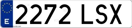 Ejemplo de matrícula española 2272 LSX