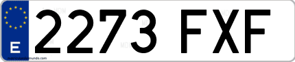 Ejemplo de matrícula de coche ordinaria 2273 FXF