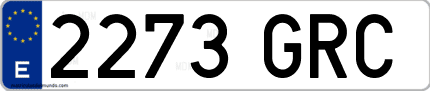 Ejemplo de matrícula de coche ordinaria 2273 GRC