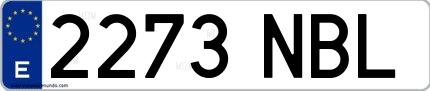 Ejemplo de matrícula española 2273 NBL