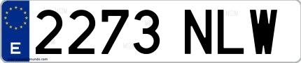 Ejemplo de matrícula española 2273 NLW
