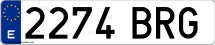 Ejemplo de matrícula española 2274 BRG
