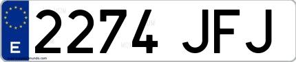 Ejemplo de matrícula española 2274 JFJ