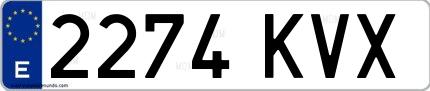 Ejemplo de matrícula española 2274 KVX