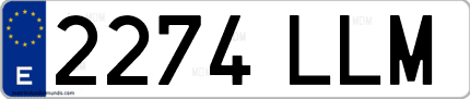 Ejemplo de matrícula de coche ordinaria 2274 LLM