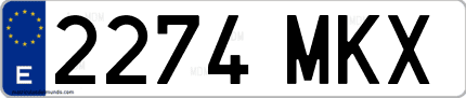 Ejemplo de matrícula de coche ordinaria 2274 MKX