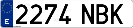 Ejemplo de matrícula de coche ordinaria 2274 NBK