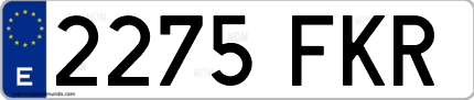 Ejemplo de matrícula de coche ordinaria 2275 FKR