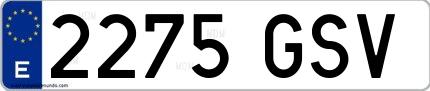 Ejemplo de matrícula española 2275 GSV