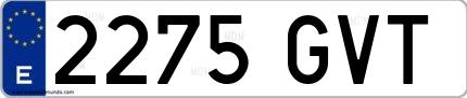 Ejemplo de matrícula española 2275 GVT