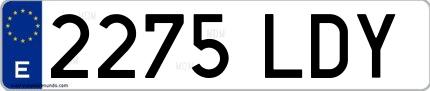 Ejemplo de matrícula española 2275 LDY