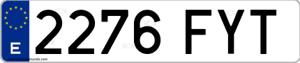 Ejemplo de matrícula de coche ordinaria 2276 FYT