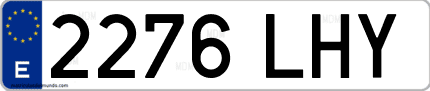 Ejemplo de matrícula de coche ordinaria 2276 LHY