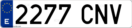 Ejemplo de matrícula de coche ordinaria 2277 CNV