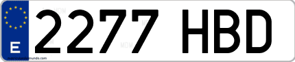 Ejemplo de matrícula de coche ordinaria 2277 HBD