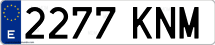 Ejemplo de matrícula de coche ordinaria 2277 KNM