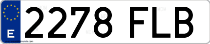 Ejemplo de matrícula de coche ordinaria 2278 FLB