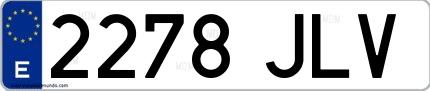 Ejemplo de matrícula de coche ordinaria 2278 JLV