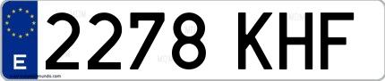 Ejemplo de matrícula española 2278 KHF