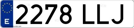 Ejemplo de matrícula española 2278 LLJ