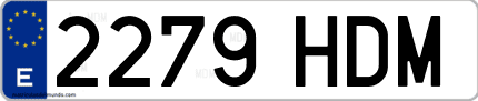 Ejemplo de matrícula de coche ordinaria 2279 HDM