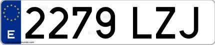 Ejemplo de matrícula de coche ordinaria 2279 LZJ
