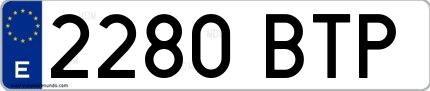 Ejemplo de matrícula española 2280 BTP