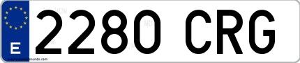 Ejemplo de matrícula española 2280 CRG
