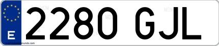 Ejemplo de matrícula española 2280 GJL