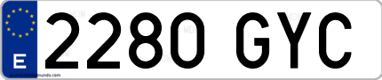 Ejemplo de matrícula de coche ordinaria 2280 GYC