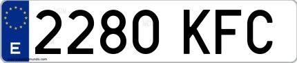 Ejemplo de matrícula española 2280 KFC