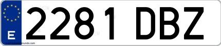 Ejemplo de matrícula española 2281 DBZ