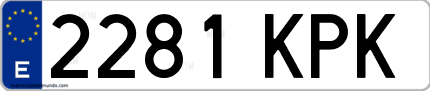 Ejemplo de matrícula de coche ordinaria 2281 KPK