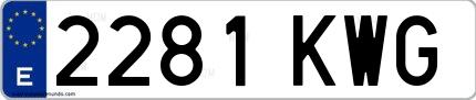 Ejemplo de matrícula española 2281 KWG