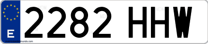 Ejemplo de matrícula de coche ordinaria 2282 HHW