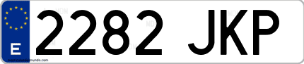 Ejemplo de matrícula de coche ordinaria 2282 JKP