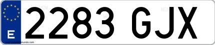 Ejemplo de matrícula española 2283 GJX