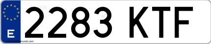 Ejemplo de matrícula española 2283 KTF