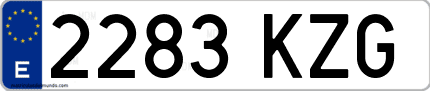 Ejemplo de matrícula de coche ordinaria 2283 KZG