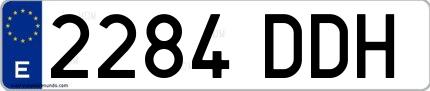 Ejemplo de matrícula española 2284 DDH