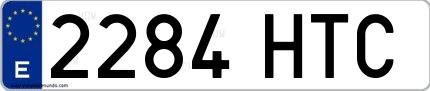 Ejemplo de matrícula española 2284 HTC