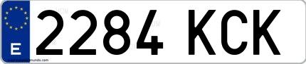 Ejemplo de matrícula española 2284 KCK