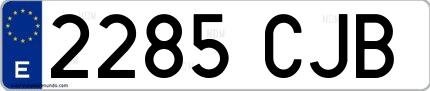 Ejemplo de matrícula española 2285 CJB