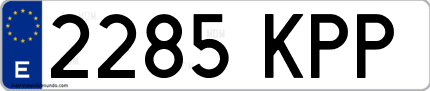 Ejemplo de matrícula de coche ordinaria 2285 KPP