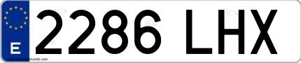 Ejemplo de matrícula de coche ordinaria 2286 LHX
