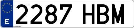 Ejemplo de matrícula española 2287 HBM